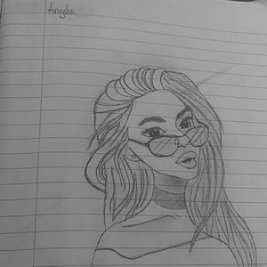 Fashion girl pencil drawing teen